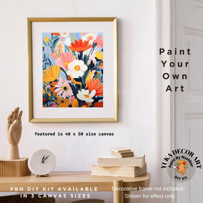 Floral PAINT by NUMBER Kit Adult Colorful Flowers Wall Art Easy Beginner Painting Acrylic DIY Activity Kit Anniversary Gift For Mom Grandma