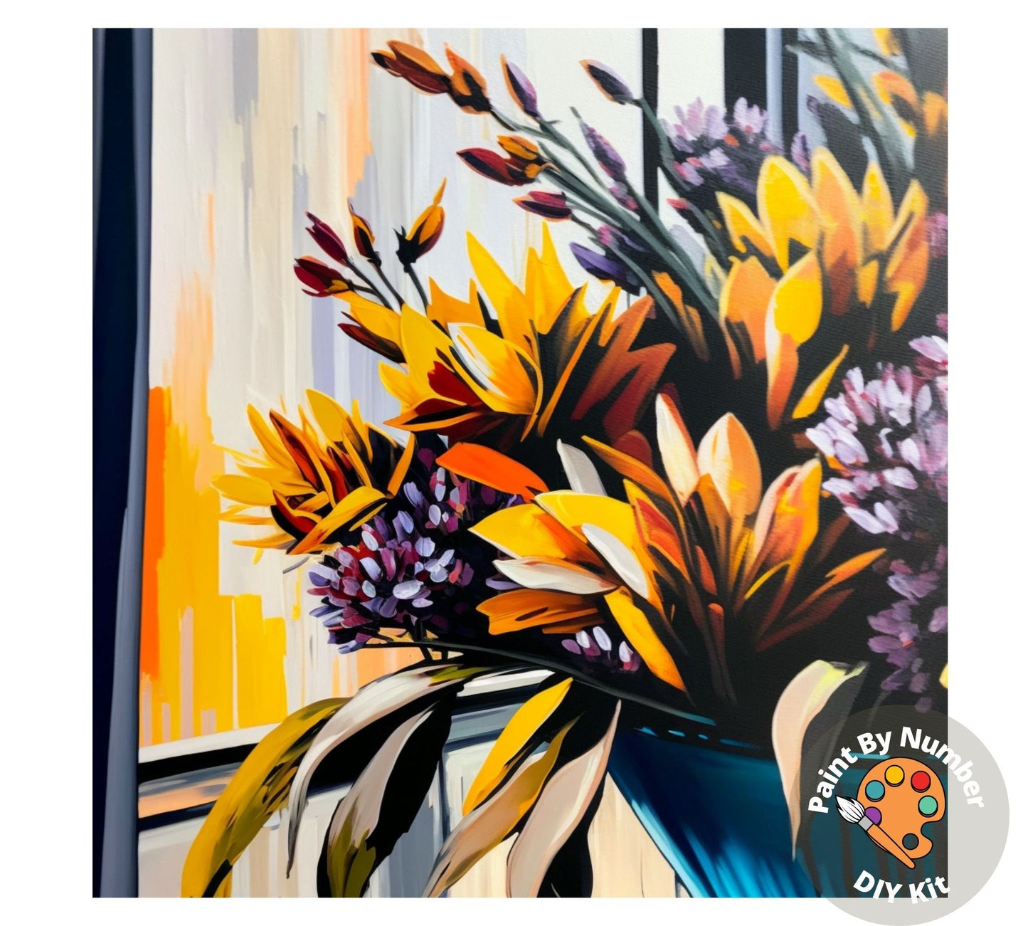 Flowers PAINT by NUMBER Kit for Adults Garden Flowers By The Window Easy DIY Beginners Painting Canvas Home Decor Hobby Activity Kit