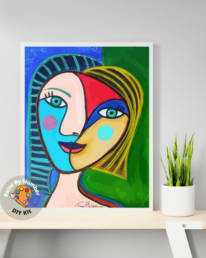 Picasso PAINT by NUMBER Kit for Adults ,Portrait Reproduction Canvas ,Easy Beginners Acrylic Paint DIY Kit ,Living Bedroom Wall Art Decor