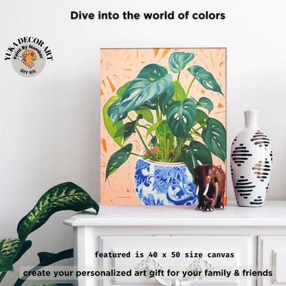 Indoor Plant PAINT by NUMBERS Kit for Adults Minimalistic Chic DIY Painting Easy Beginners Hobby Painting Kit Wall Art Gift Mum Plant Lover