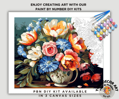 Vintage Vase PAINT by NUMBER Kit Adults Still Life Spring Flowers  DIY Painting Easy Beginners Art Housewarming Birthday Gift Mom Sister