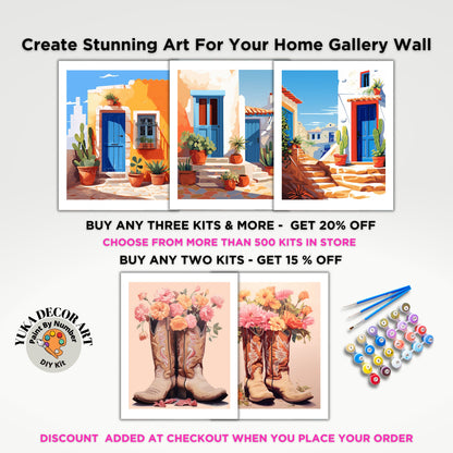Cowboy Boots and Flowers PAINT by NUMBER Kit Maximalist Art Adult Painting DIY Numbers Set Easy Beginners Birthday Gift For GirlFriend Mom