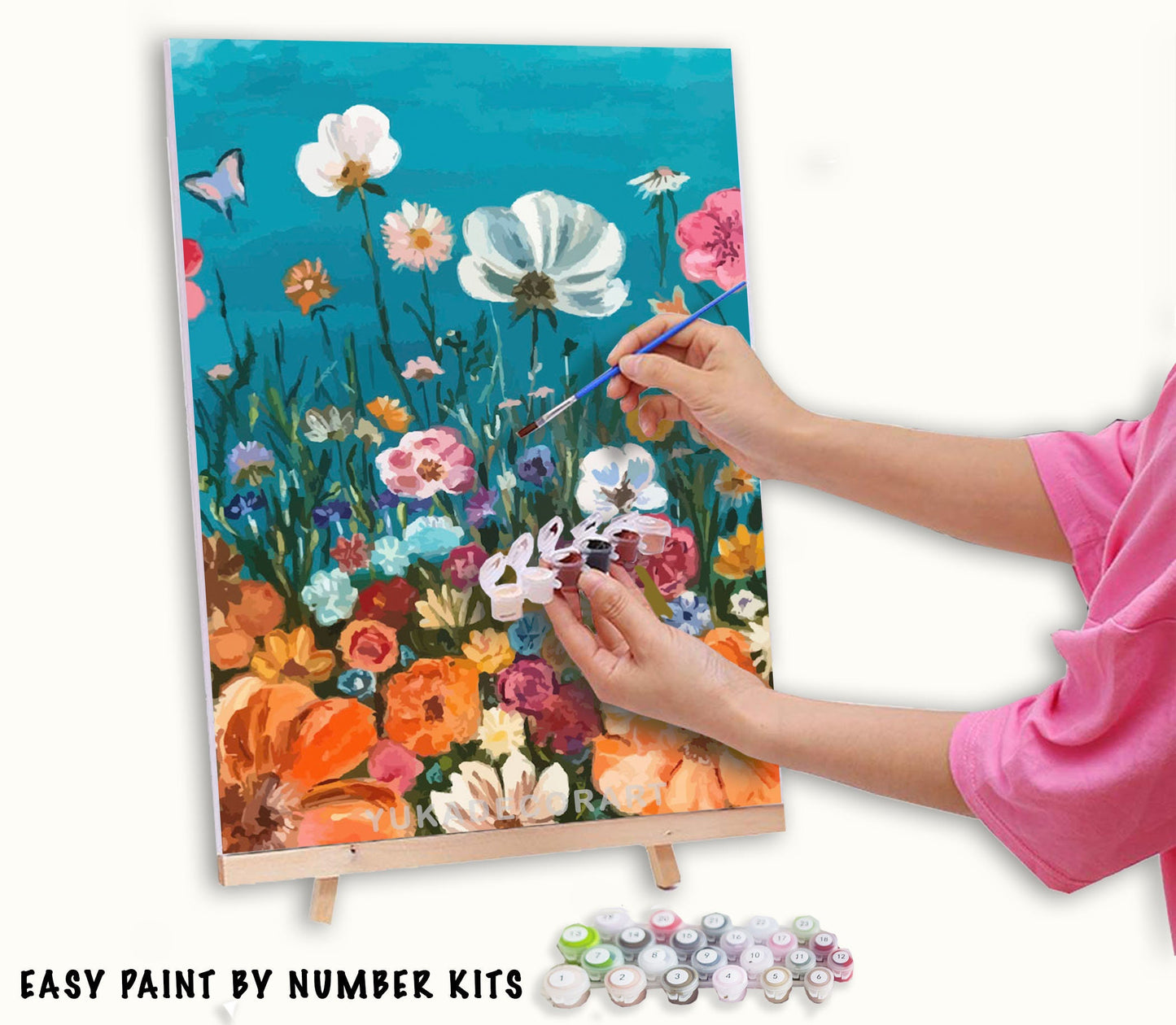 Spring Flowers Paint by Number Kit Adult, Floral Still Life Painting,Easy Beginner Acrylic Paint Kit,Gift For Mom, Home Decor Gift