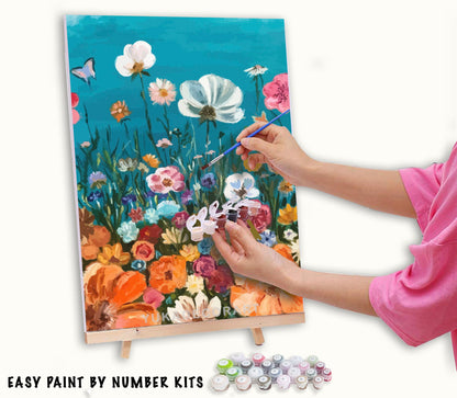Spring Flowers Paint by Number Kit Adult, Floral Still Life Painting,Easy Beginner Acrylic Paint Kit,Gift For Mom, Home Decor Gift