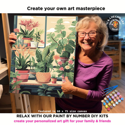 PAINT by NUMBER Kit For Adults Plants Minimalist Boho Ranch Decor Print DIY Painting Easy Beginners Paint Kit Plant Lover Gift For Grandmom