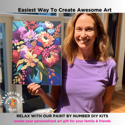 Spring Flowers PAINT by NUMBER Kit Adult Acrylic Art Floral Painting DIY Hobby Wall Gallery Decor Handmade Personalised Niece Teenager Gift