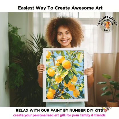 Lemon Tree PAINT by NUMBERS Kit Adult Watercolour Style Garden Nature Landscape Art Easy Beginner DIY Painting Kit Custom Decor Gift For Mom