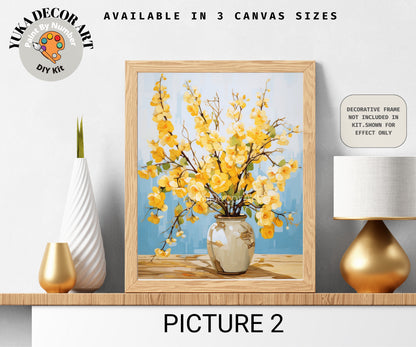 Yellow Flowers PAINT by NUMBER Kit Adults | Set Of 2 | WildFlowers DIY Painting Easy Beginners Hobby Kit Wall Art Birthday Gift Girlfriend