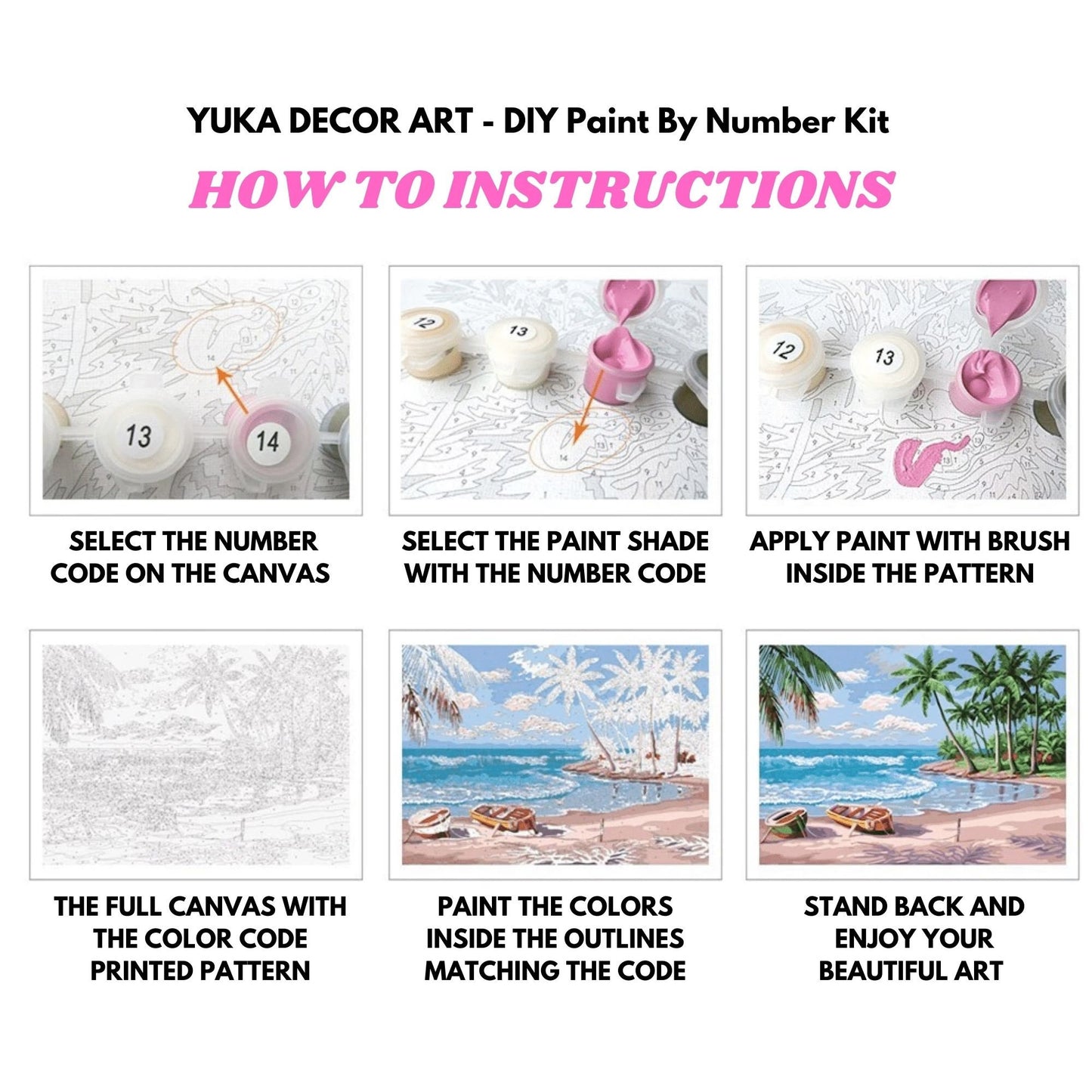 Minimalistic PAINT by NUMBER Kit Adult, Bundle Set of 2 / 3 / 4 / 6 kits , Midwest Boho Desert Art Easy Beginner Acrylic Painting DIY Kit