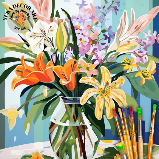 Whimsical Flowers PAINT by NUMBER Kit Adult Still Life DIY by Numbers Easy Beginners Painting Kit Anniversary Gift For Wife Girlfriend