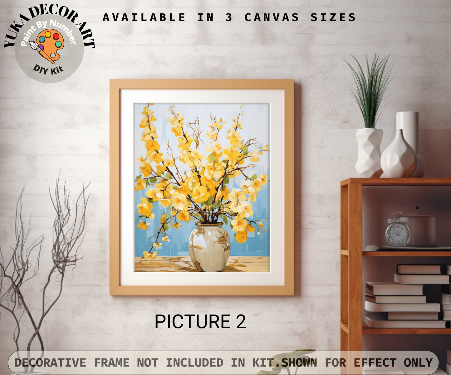 Yellow Flowers PAINT by NUMBER Kit Adults Set Of 2 Garden Flowers DIY Painting Easy Beginners Kit Wall Art Birthday Gift Mom Grandma Sister