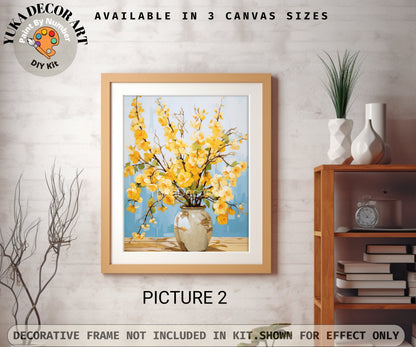 Yellow Flowers PAINT by NUMBER Kit Adults Set Of 2 Garden Flowers DIY Painting Easy Beginners Kit Wall Art Birthday Gift Mom Grandma Sister