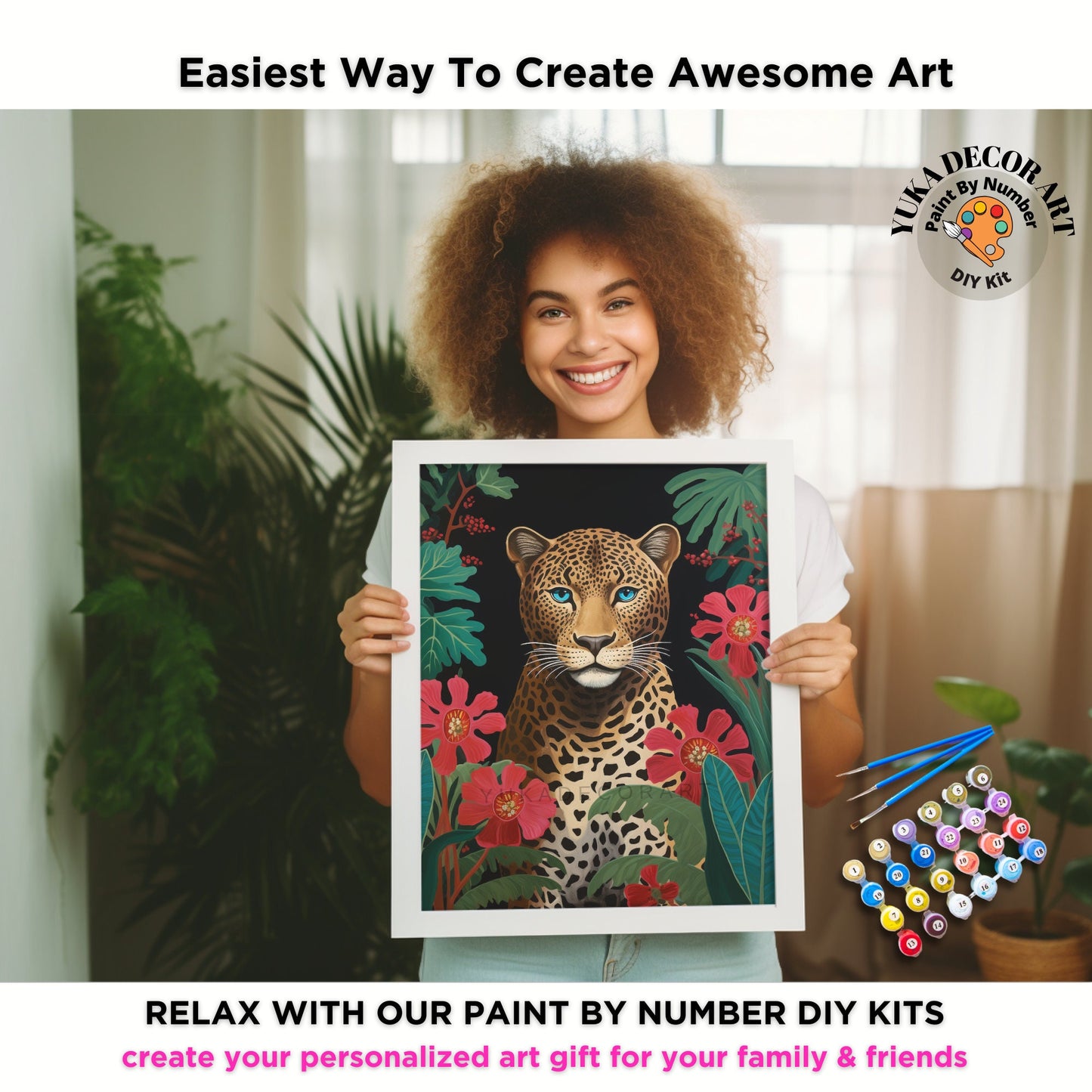 Animal PAINT by NUMBER Kit Adult DIY by Numbers Craft Set Easy Beginners Acrylic Painting Kit Birthday Gift For Teens Young Adult Room Decor