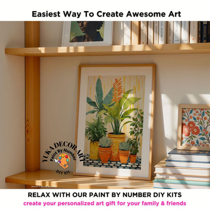 Boho Minimalist PAINT by NUMBERS Diy Kit Adult Midcentury Plants Art Easy Beginner DIY Painting Kit Gift Mom Dad Girlfriend
