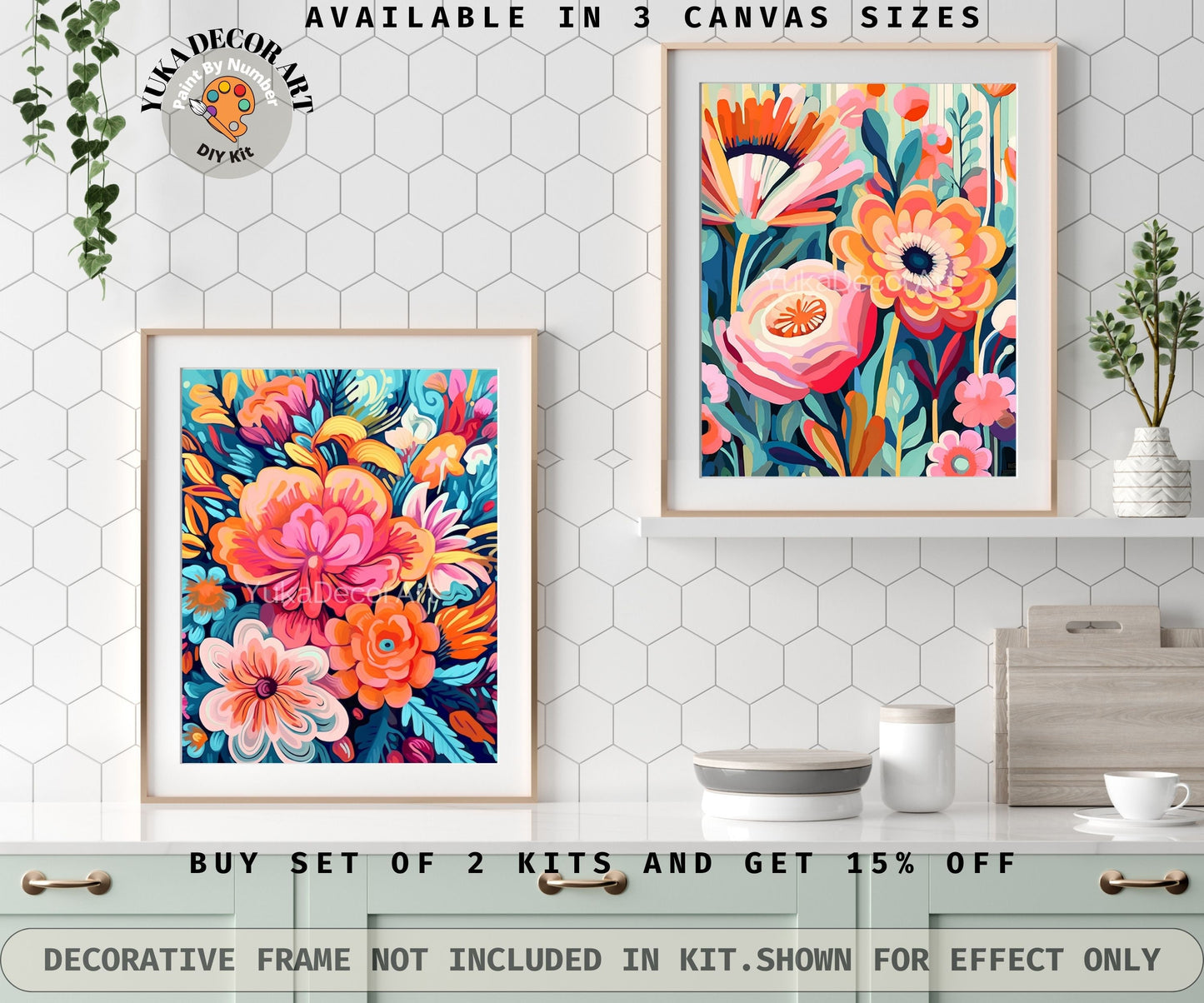 Garden Flower PAINT by NUMBER Kit for Adults Abstract Flowers Paint Kit Easy Beginners Acrylic Paint DIY Kit Wall Art Decor