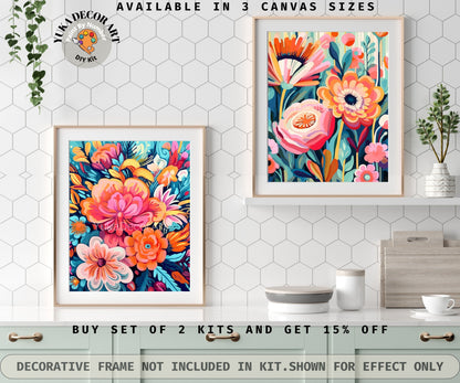 Garden Flower PAINT by NUMBER Kit for Adults Abstract Flowers Paint Kit Easy Beginners Acrylic Paint DIY Kit Wall Art Decor