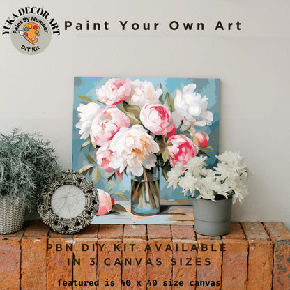 Summer Flowers In Vase PAINT by NUMBER Kit Adults Still Life Vintage Style DIY Painting Easy Beginners Wall Art Housewarming Gift Mom Sister