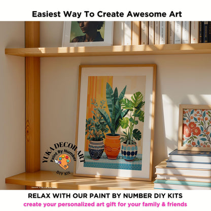 HousePlants PAINT by NUMBERS Diy Kit Adult Boho Style Minimalist Art Easy Beginner DIY Painting Kit Gift Mom Dad Girlfriend