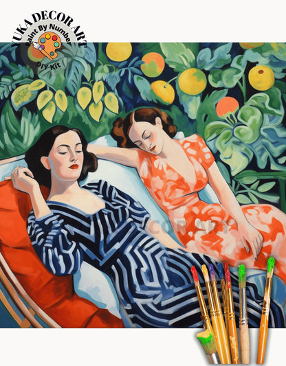 Matisse Style Garden Women PAINT by NUMBER DIY  Kit Adult, Colourful Wall Art Decor Idea Easy To Do Canvas Painting Gift For Friend Bestie