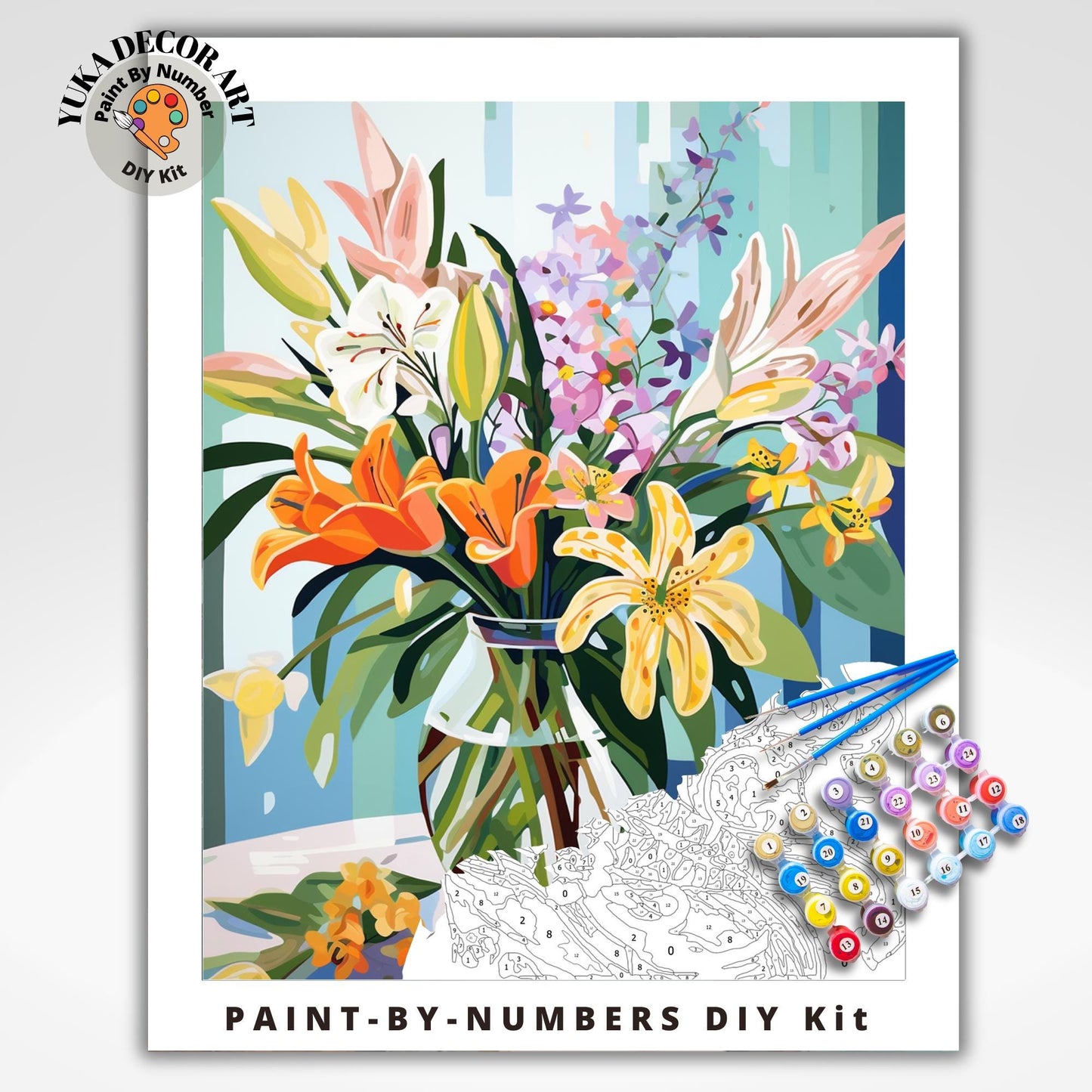 Whimsical Flowers PAINT by NUMBER Kit Adult Still Life DIY by Numbers Easy Beginners Painting Kit Anniversary Gift For Wife Girlfriend