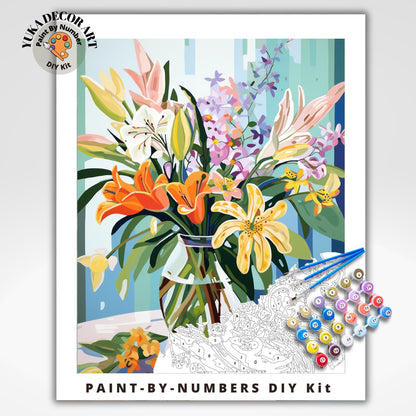 Whimsical Flowers PAINT by NUMBER Kit Adult Still Life DIY by Numbers Easy Beginners Painting Kit Anniversary Gift For Wife Girlfriend