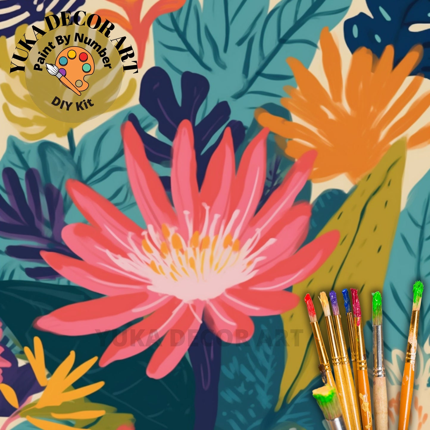 Flowers Boho PAINT by NUMBER Kit for Adults Modern  Whimsical Art Easy Beginner Acrylic Paint DIY Kit  Wall Art Bday Gift for Mom Girlfriend