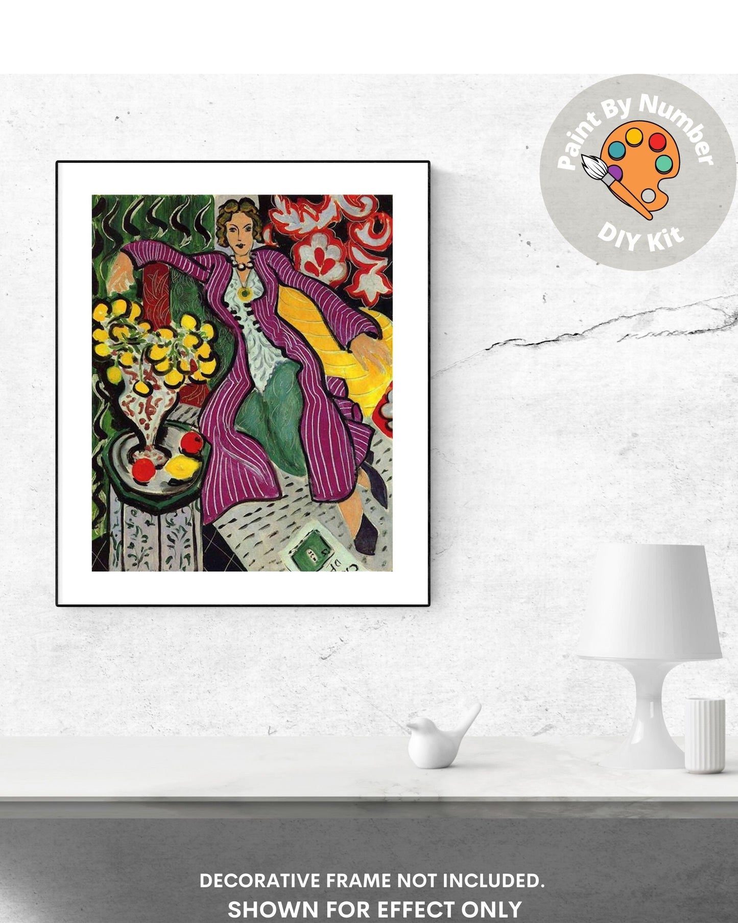 Henri Matisse PAINT by NUMBER Kit for Adults , Relaxing Madame Portrait Purple Coat ,Acrylic Paint DIY Kit ,Living Bedroom Wall Art Decor