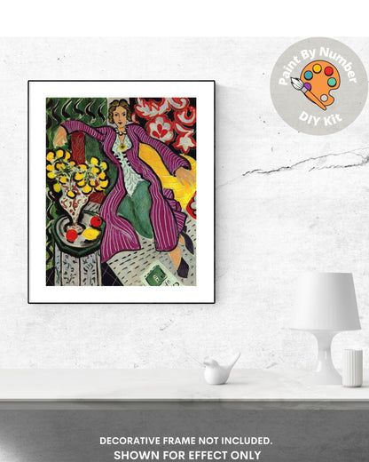 Henri Matisse PAINT by NUMBER Kit for Adults , Relaxing Madame Portrait Purple Coat ,Acrylic Paint DIY Kit ,Living Bedroom Wall Art Decor