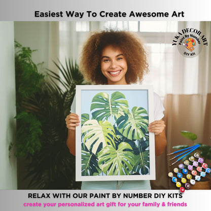 Monstera PAINT by NUMBERS Adult ,Home Indoor Plants Still life ,Beginners Easy Paint Kit DIY Wall Decor Gift  Mom Grandmom
