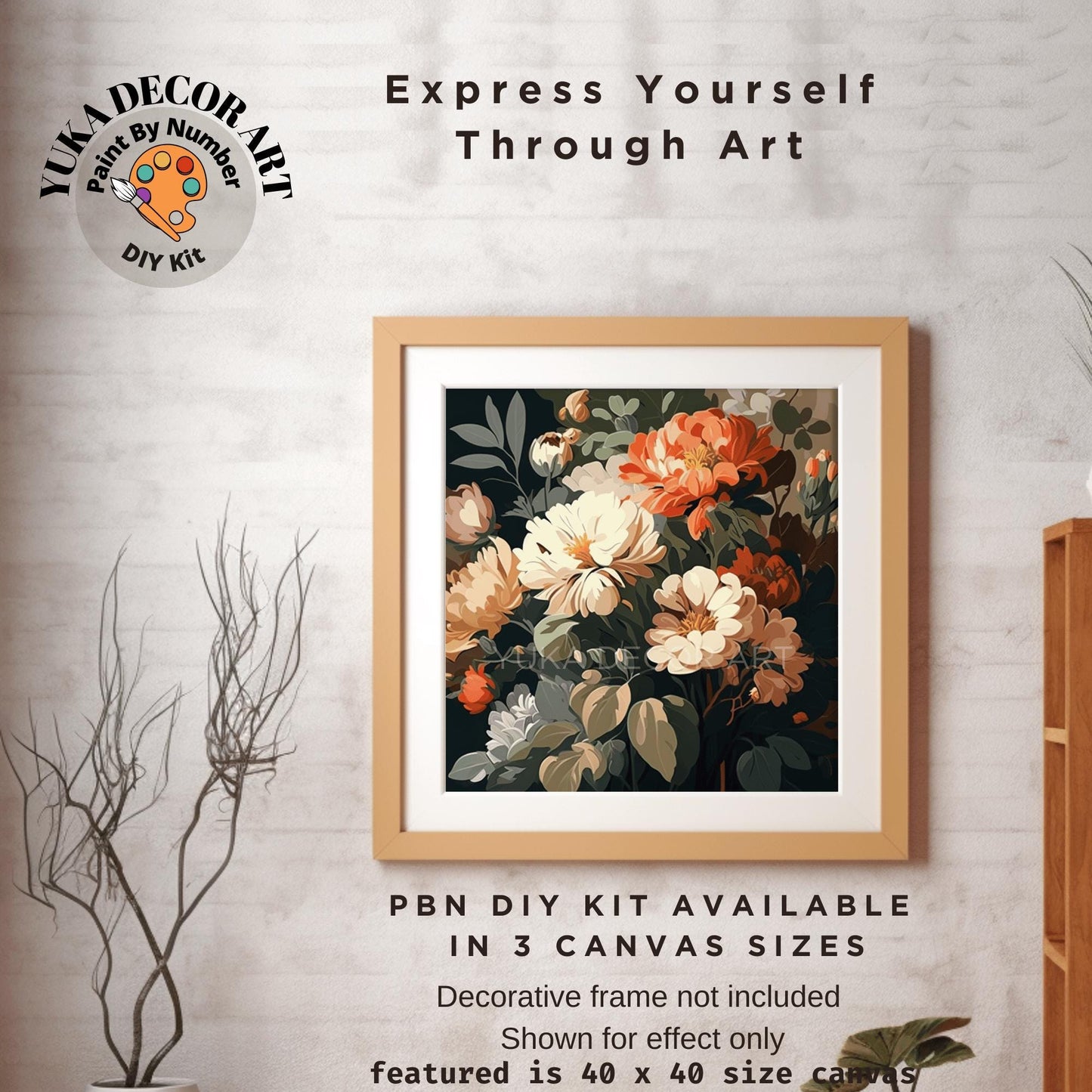 Vintage Flowers PAINT by NUMBER Kit Adults Still Life Vintage Style Painting Easy Beginners DIY Art Anniversary Gift for Mom Grandmother