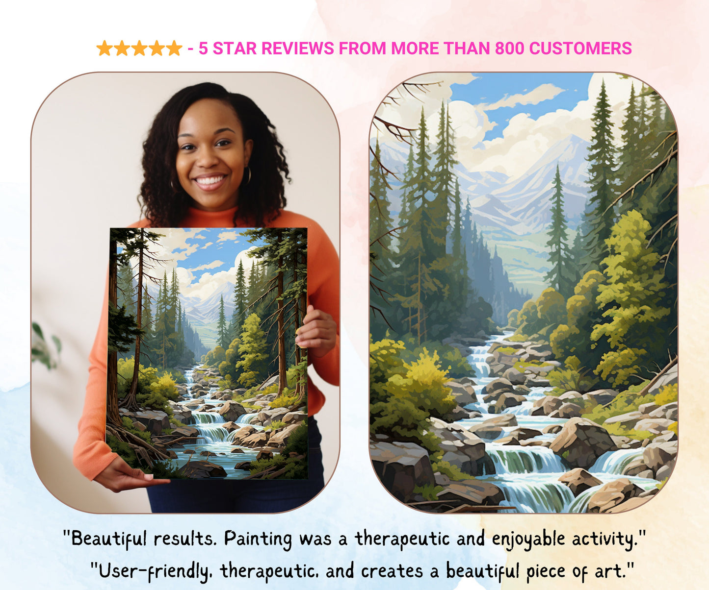 Fishing Man Vintage Style PAINT by NUMBER Kit Adult , Mountain River Forest Scenic DIY Art , Easy Acrylic Paint Kit, Christmas Gift for Dad