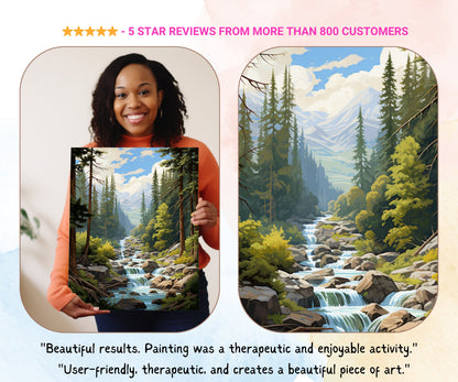 Fishing Man Vintage Style PAINT by NUMBER Kit Adult , Mountain River Forest Scenic DIY Art , Easy Acrylic Paint Kit, Christmas Gift for Dad