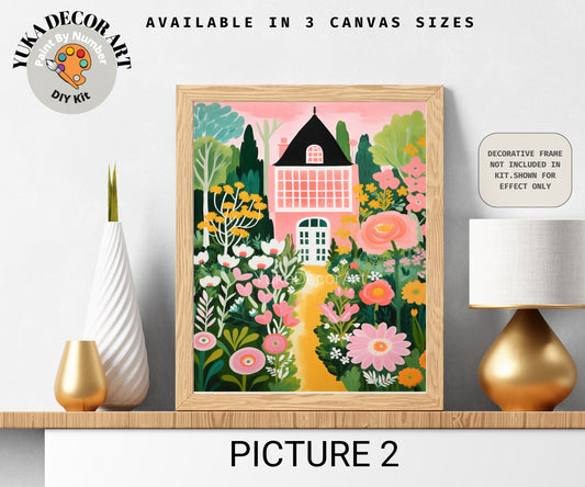 PAINT by NUMBER Kit Adult | Mountain Flowers Pastel Color Landscape Minimalist DIY Beginners Paint Kit Gift For Sister Girlfriend Mom Bestie