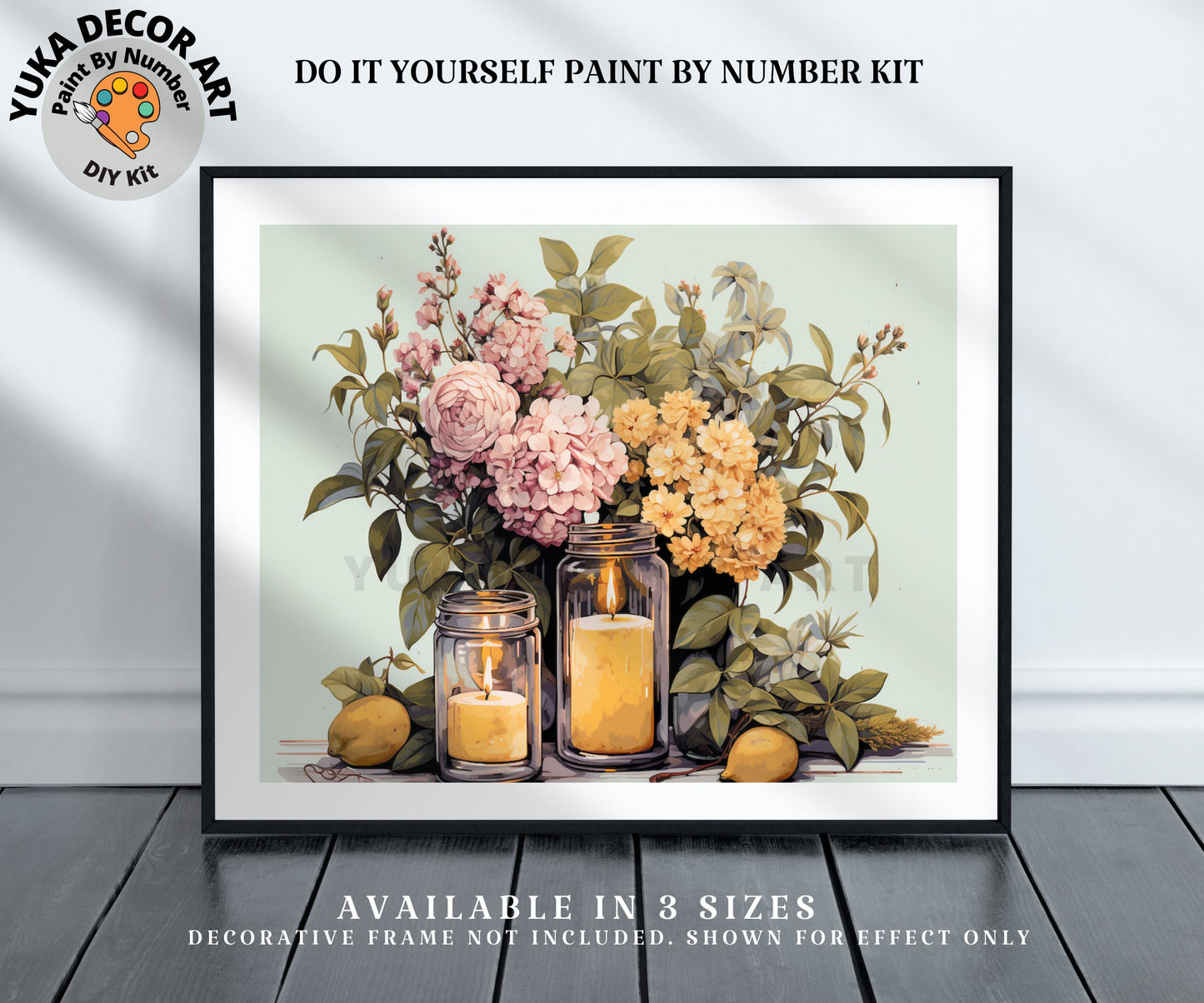 Garden Flowers PAINT by NUMBER Kit Adult, Floral Bouquet In Mason Jar Art , Beginner Acrylic Painting DIY Kit , Anniversary Gift Christmas