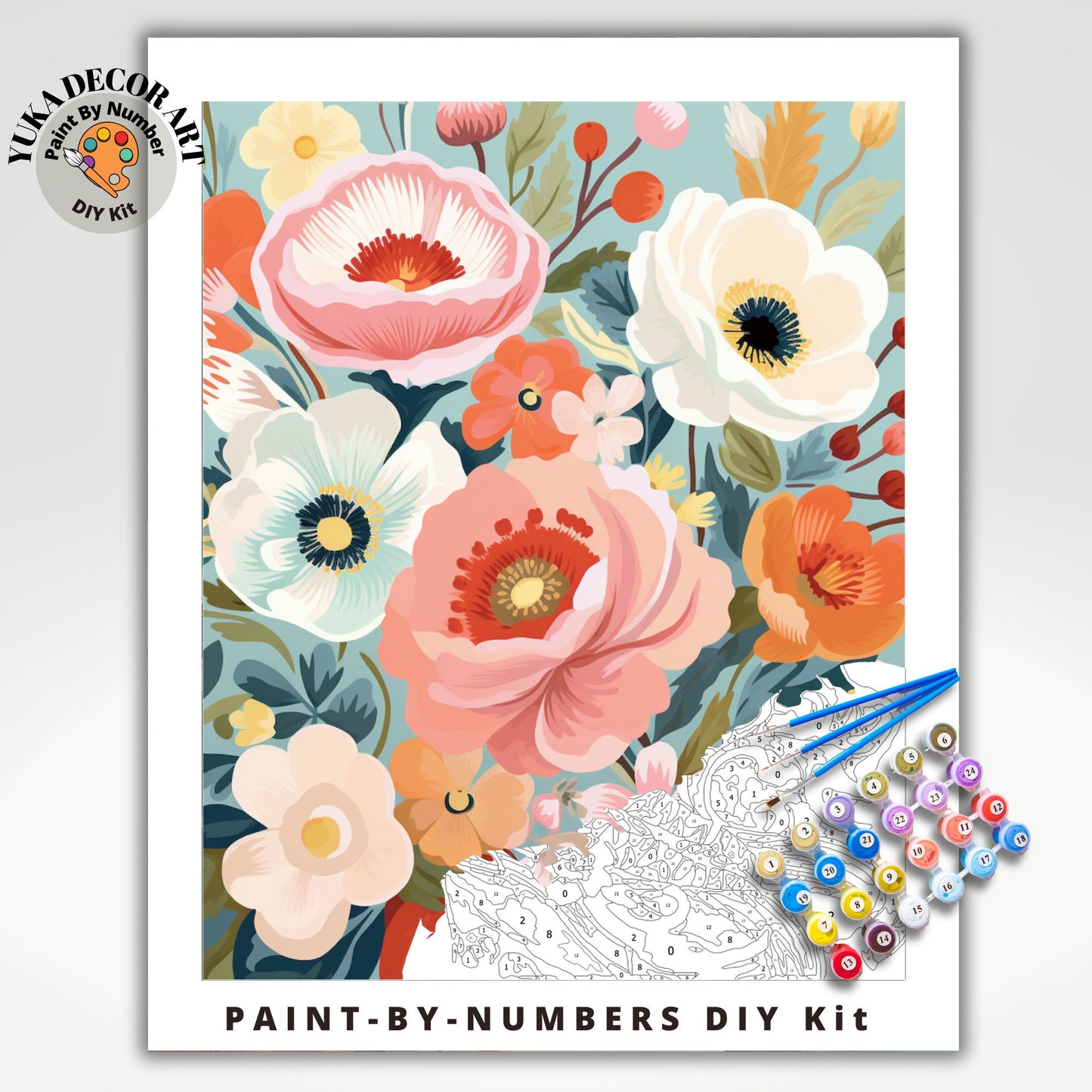 PAINT by NUMBER Kit Adult Garden Spring Flowers StillLife Colourful Wall Art Easy Beginner Acrylic Paint DIY Kit Teen Gift