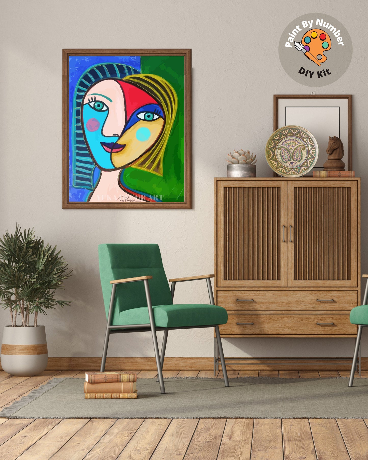 Picasso PAINT by NUMBER Kit for Adults ,Portrait Reproduction Canvas ,Easy Beginners Acrylic Paint DIY Kit ,Living Bedroom Wall Art Decor