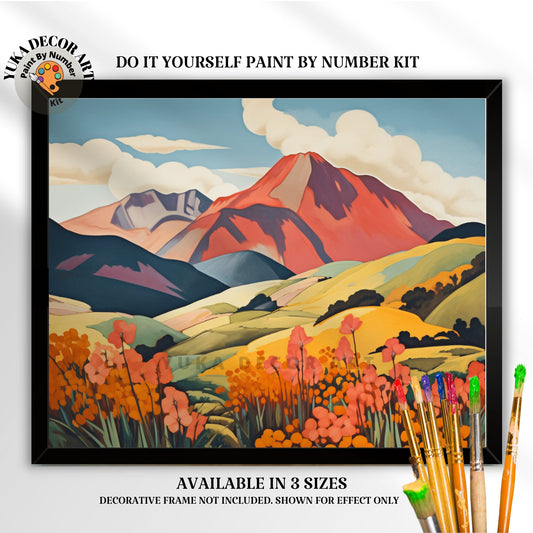 Mountain Flowers PAINT by NUMBER DIY Kit Adult Landscape Valley Easy Beginner Acrylic Painting Art Canvas Christmas Gift For Grandma Grandpa