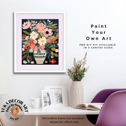 Floral Modern PAINT by NUMBER Kit Adults Still life Vase Flowers DIY Painting Easy Acrylic Paint Kit Living Wall Art  Gift