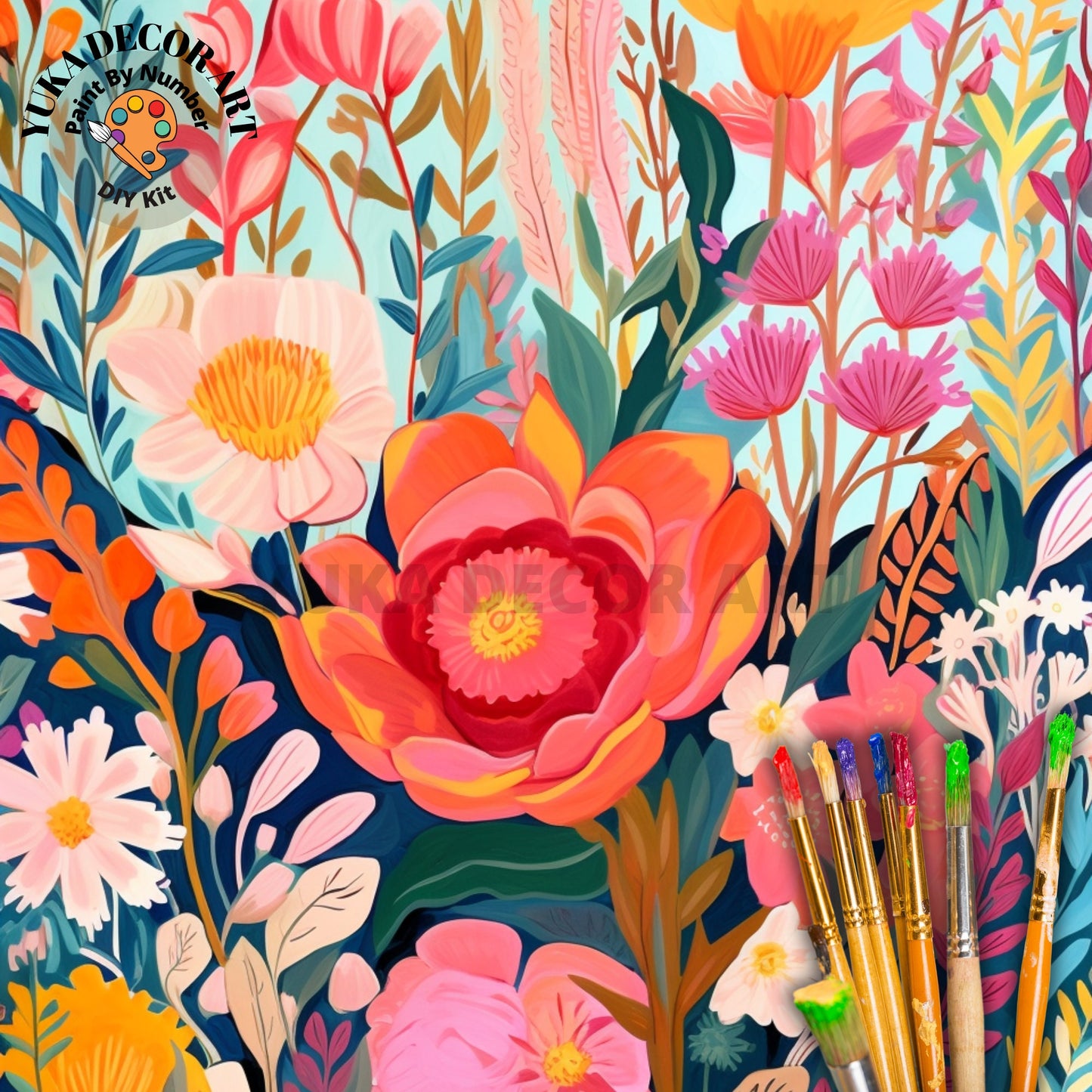 Wildflowers PAINT by NUMBERS Kit Adults Spring Flower Garden DIY Painting Easy Beginners Hobby Kit Wall Art | Birthday Gift Wife Mom Grandma