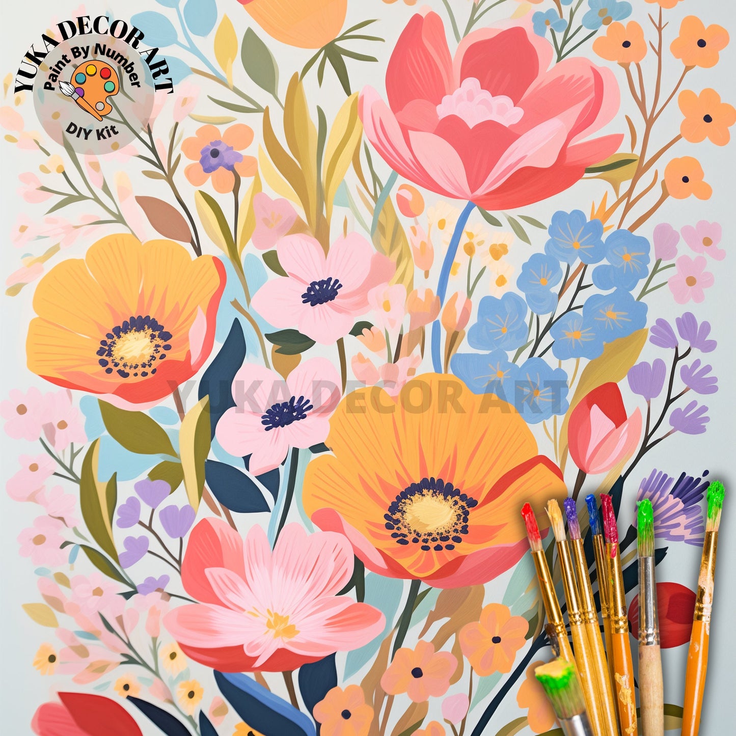 Wildflowers PAINT by NUMBERS Kit Adults Spring Flower Garden DIY Painting Easy Beginners Hobby Kit Wall Art Housewarming Gift Girlfriend Mom