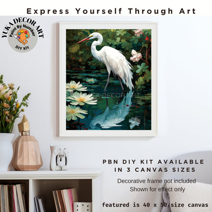 PAINT by NUMBER Kit For Adults White Birds In Lake Lilies Flowers DIY Painting Easy Beginners Paint Kit Garden Lover Mom Gift Housewarming