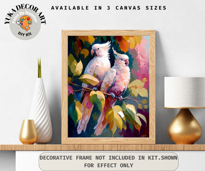 PAINT by NUMBER Kit Adult Pink Parrot DIY Paint Kit Birds In Forest Easy Beginner Acrylic Painting Housewarming Decor Birthday Gift for Mom