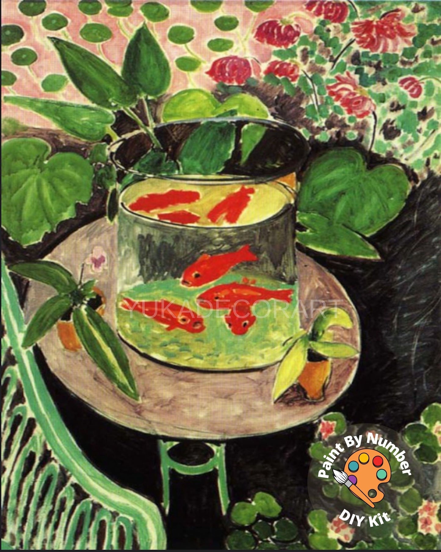 Henri Matisse PAINT by NUMBER Kit for Adults ,Cat With Red Fish,Easy Beginners Acrylic Paint DIY Kit ,Living Bedroom Wall Art Decor