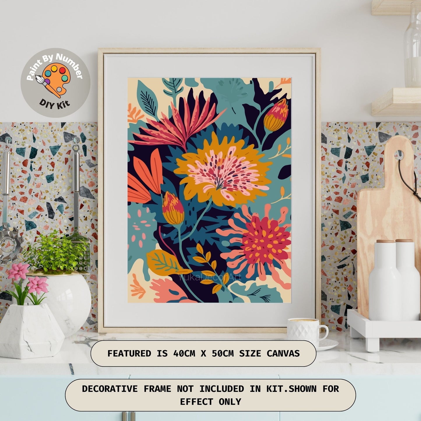 PAINT by NUMBER Kit for Adults Modern Flowers Boho Whimsical Art Easy Beginner Acrylic Paint DIY Kit  Wall Art Bday Gift for Mom Girlfriend