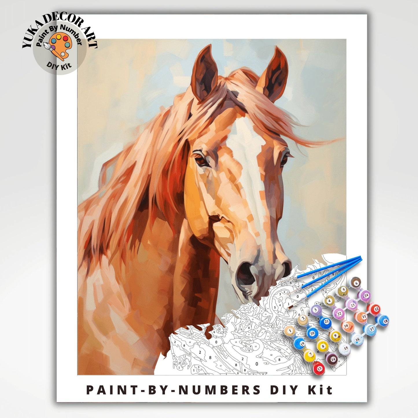 Stallion Horse PAINT by NUMBER Kit Adult Ranch Farmhouse Country Decor Horse Portrait Beginner Acrylic Painting DIY Kit Grandpa Dad Gift