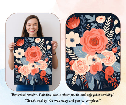 Whimsical flowers PAINT by NUMBER Kit Adults | Set Of 2 | Modern Flowers DIY Painting Easy Beginners Hobby Kit Wall Art Decor Birthday Gift