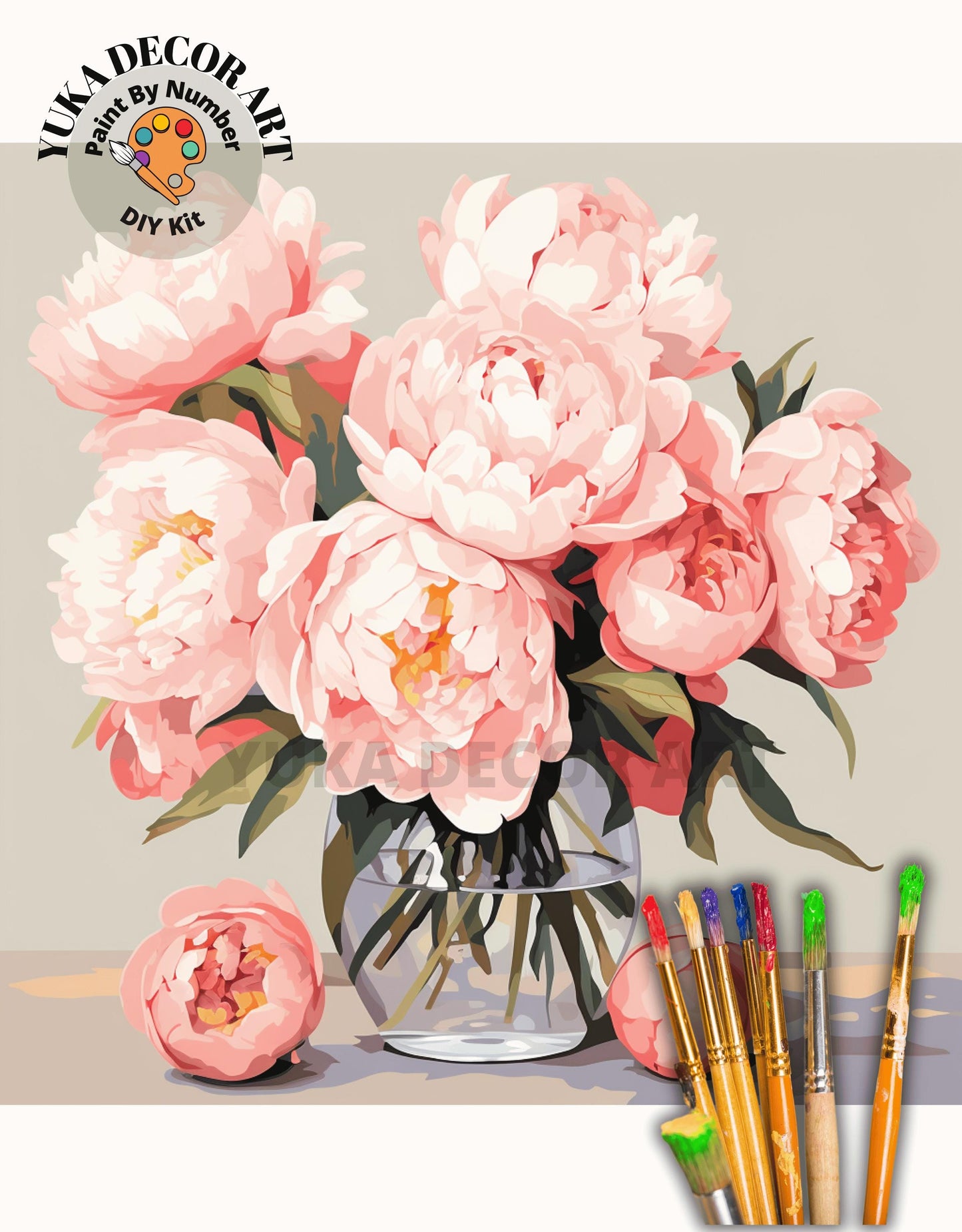 Peony Flowers Vase PAINT by NUMBER Kit Adults Still Life Vintage Style DIY Painting Easy Beginners Wall Art Housewarming Gift Mom Sister