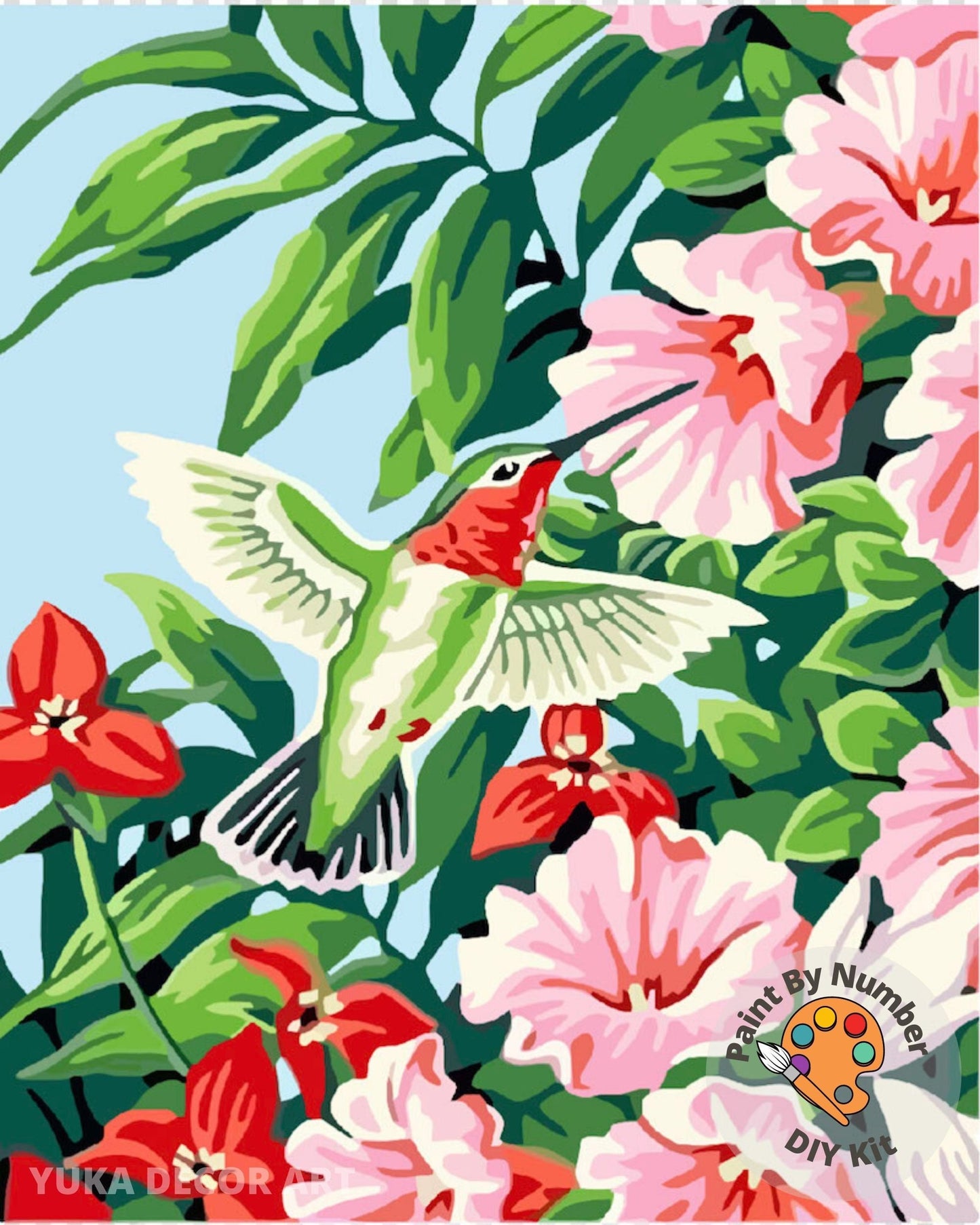 Bird PAINT by NUMBER Kit for Adults ,Garden Flowers ,Easy DIY Beginners Acrylic Paint Kit ,Living Bedroom Wall Art Decor Gift