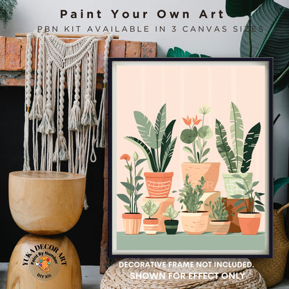 House Plants PAINT by NUMBER Kit Adults ,Minimalistic Chic Style DIY Painting, Easy Beginners Acrylic Paint Kit ,Living Wall Art  Mom Gift