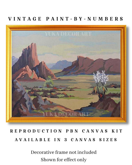Vintage Paint by Number Kit Adult, DIY Desert Landscape Painting Easy Beginner Acrylic Paint Kit, SouthWestern Wall Art , Home Decor Gift